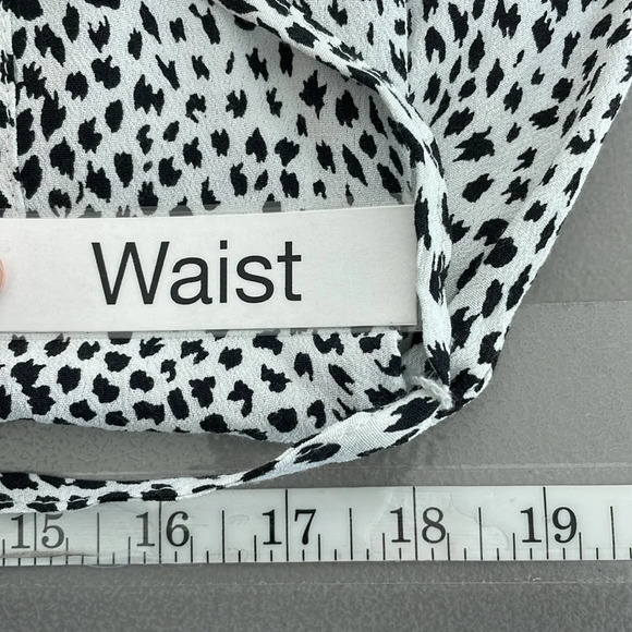 Topshop Shirt Dress Women's 8 Black White Leopard Print Button Up Retro - Picture 13 of 15